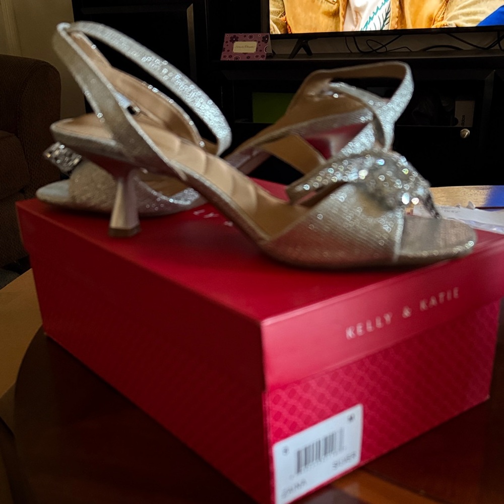 Kelly & Katie Glittering Silver Heels